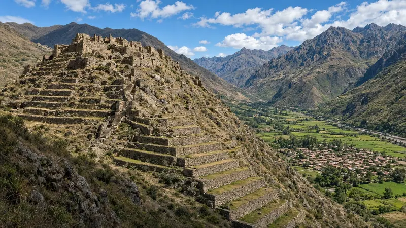 Terraços de Ollantaytambo no Vale Sagrado dos Incas