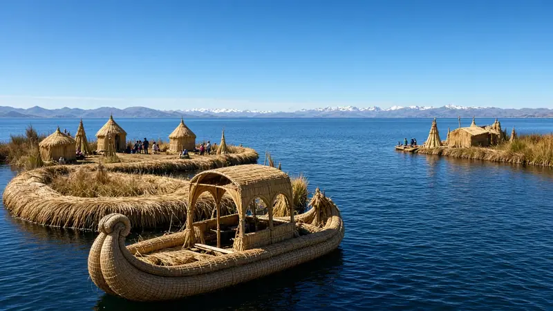 Barcos de totora e ilhas dos Uros no Lago Titicaca
